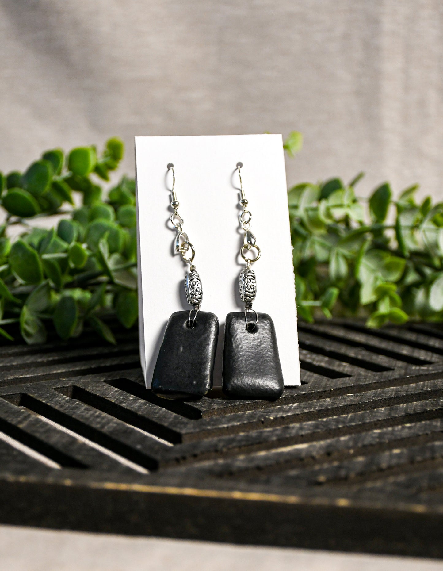 Matte Black Dangle Earrings