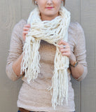 Fringe Scarf "Ivory" Bulky