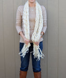 Fringe Scarf "Ivory" Bulky