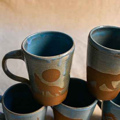Close up of Wild Rojo Turquoise 5-Mug set from Leigh Art