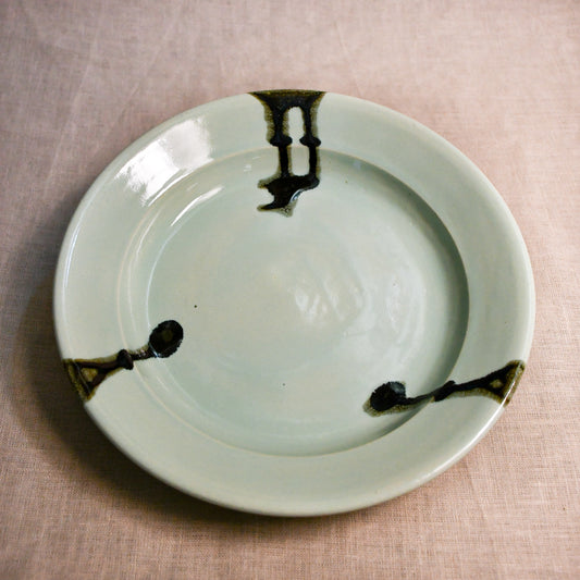 Pale Blue handmade wheelthrown pottery dinner plate from the 5th Buffalo collection by Leigh Art