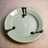 Pale Blue handmade wheelthrown pottery dinner plate from the 5th Buffalo collection by Leigh Art