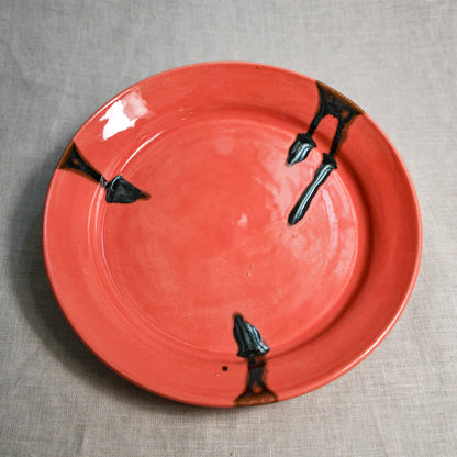 Coral handmade wheelthrown pottery dinner plate from the 5th Buffalo collection by Leigh Art