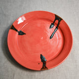Coral handmade wheelthrown pottery dinner plate from the 5th Buffalo collection by Leigh Art