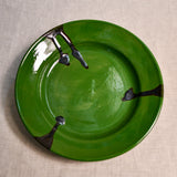 Green handmade wheelthrown pottery dinner plate from the 5th Buffalo collection by Leigh Art