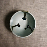 Interior image of a pale blue handmade wheelthrown salsa bowl from the 5th Buffalo collection by Leigh Art.