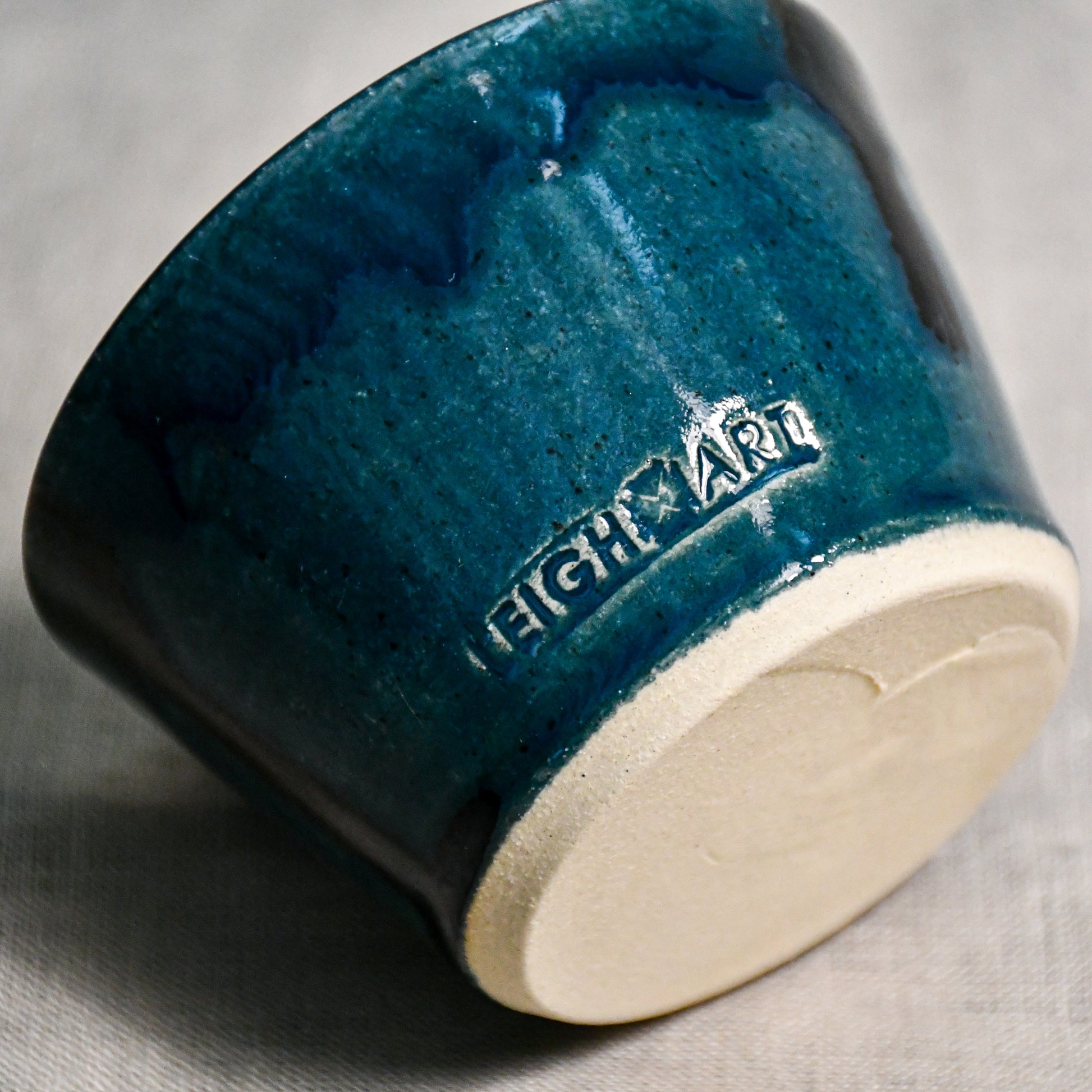 Dark Teal handmade wheelthrown salsa bowl with black drips from the 5th Buffalo collection by Leigh Art.