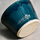 Dark Teal handmade wheelthrown salsa bowl with black drips from the 5th Buffalo collection by Leigh Art.