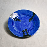 Blue handmade wheelthrown pottery saucer from the 5th Buffalo collection by Leigh Art