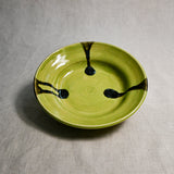 Lime green handmade wheelthrown pottery saucer from the 5th Buffalo collection by Leigh Art