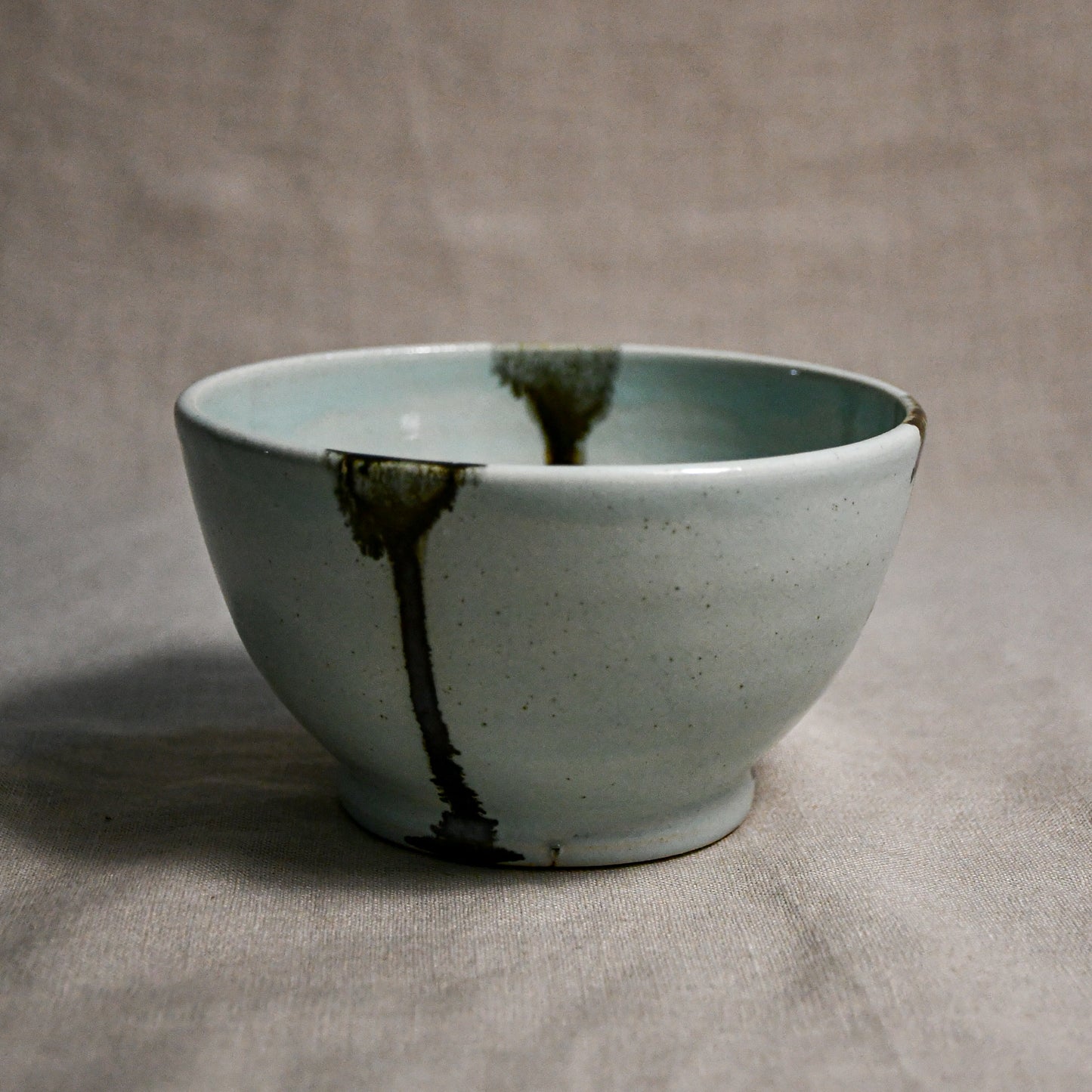 Pale blue handmade wheelthrown chili bowl from the 5th Buffalo collection by Leigh Art.