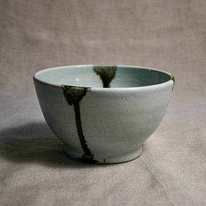 Pale blue handmade wheelthrown chili bowl from the 5th Buffalo collection by Leigh Art.