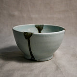 Pale blue handmade wheelthrown chili bowl from the 5th Buffalo collection by Leigh Art.