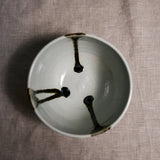 Interior image of a pale blue handmade wheelthrown chili bowl from the 5th Buffalo collection by Leigh Art.