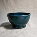 Dark teal handmade wheelthrown chili bowl from the 5th Buffalo collection by Leigh Art.