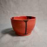 Coral handmade wheelthrown chili bowl from the 5th Buffalo collection by Leigh Art.