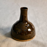 Handmade countertop chiminea, wheel thrown, hand-carved, fit for a tea light and glazed in Coffee Bean glaze. 