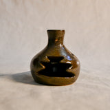 Handmade countertop chiminea, wheel thrown, hand-carved, glazed in Coffee Bean glaze. 