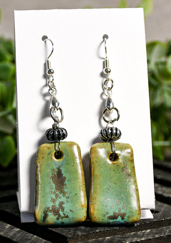 Gun Metal Green Dangle Earrings