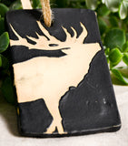Matte Black Elk Rectangle Ornament