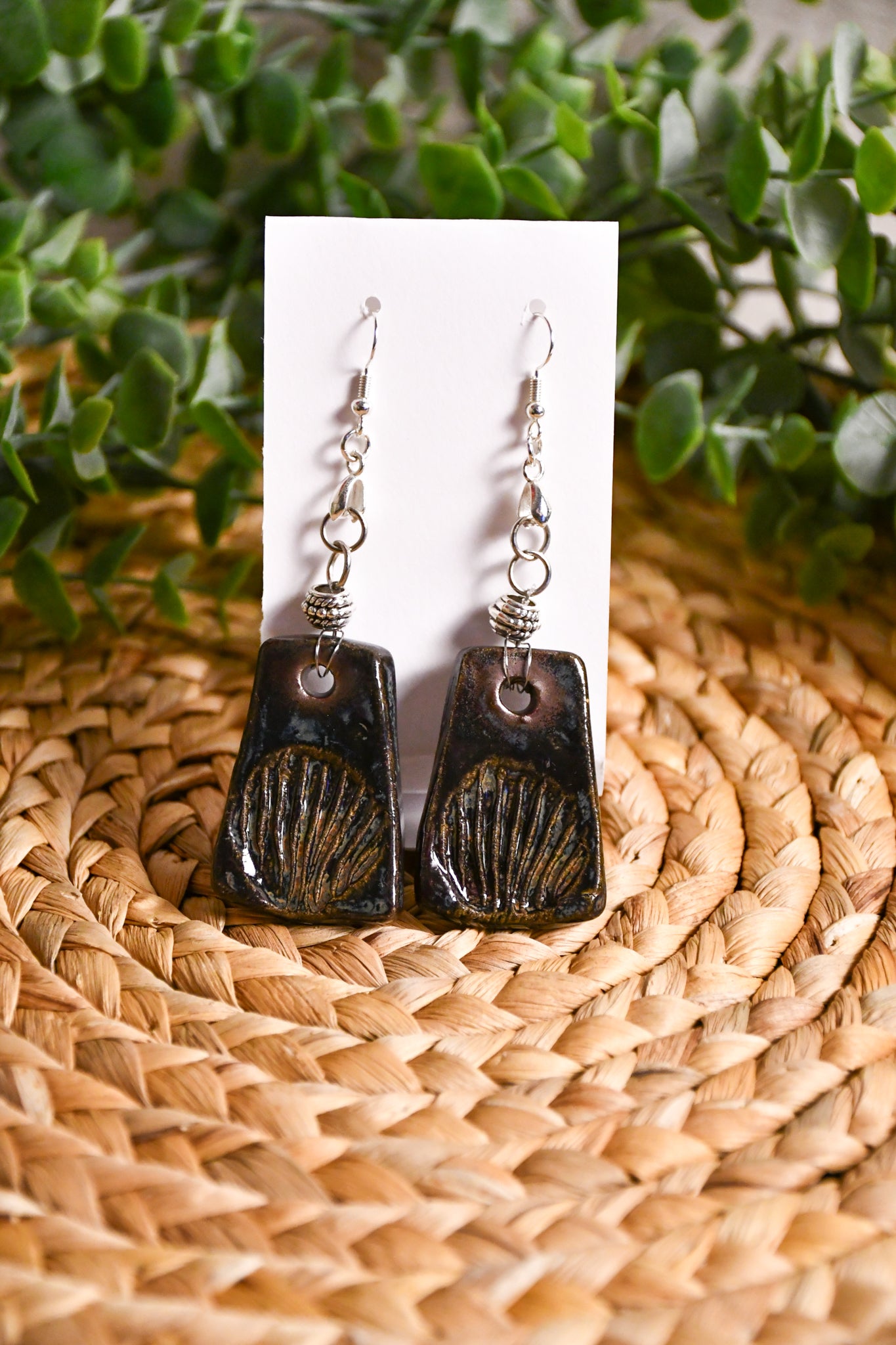 Ancient Jasper Stamped Dangle Earrings