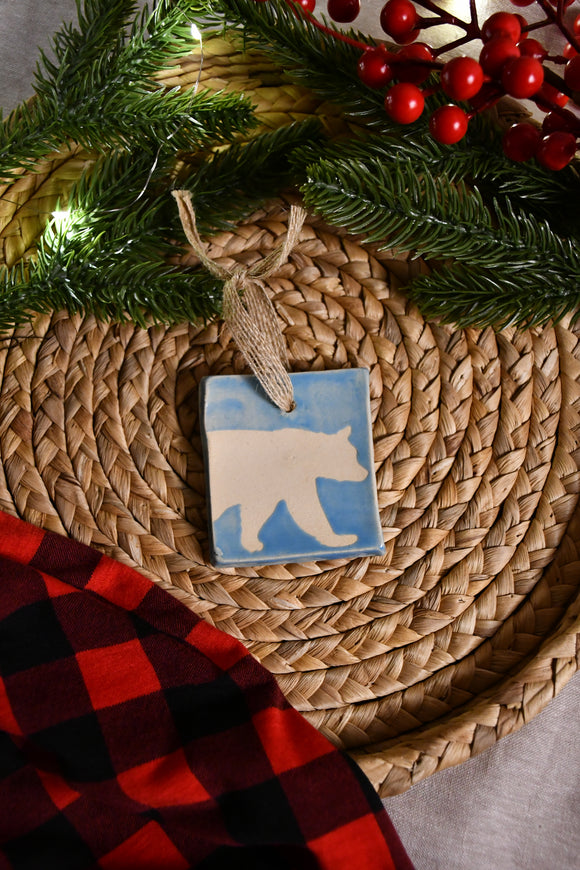 Turquoise Bear Ornament