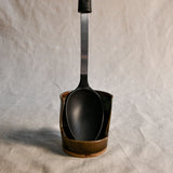 Handmade Espuela ceramic spoon rest by Leigh Art featuring layered earth-tone glaze with organic movement and one-of-a-kind variation.