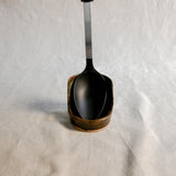 Handmade Espuela ceramic spoon rest by Leigh Art featuring layered earth-tone glaze with organic movement and one-of-a-kind variation.