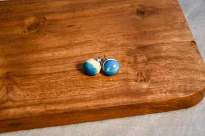 Handmade round ceramic stud earrings by Leigh Art.