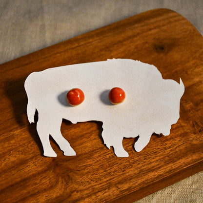 Handmade round ceramic stud earrings by Leigh Art.
