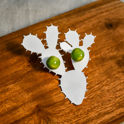 Handmade round ceramic stud earrings by Leigh Art.