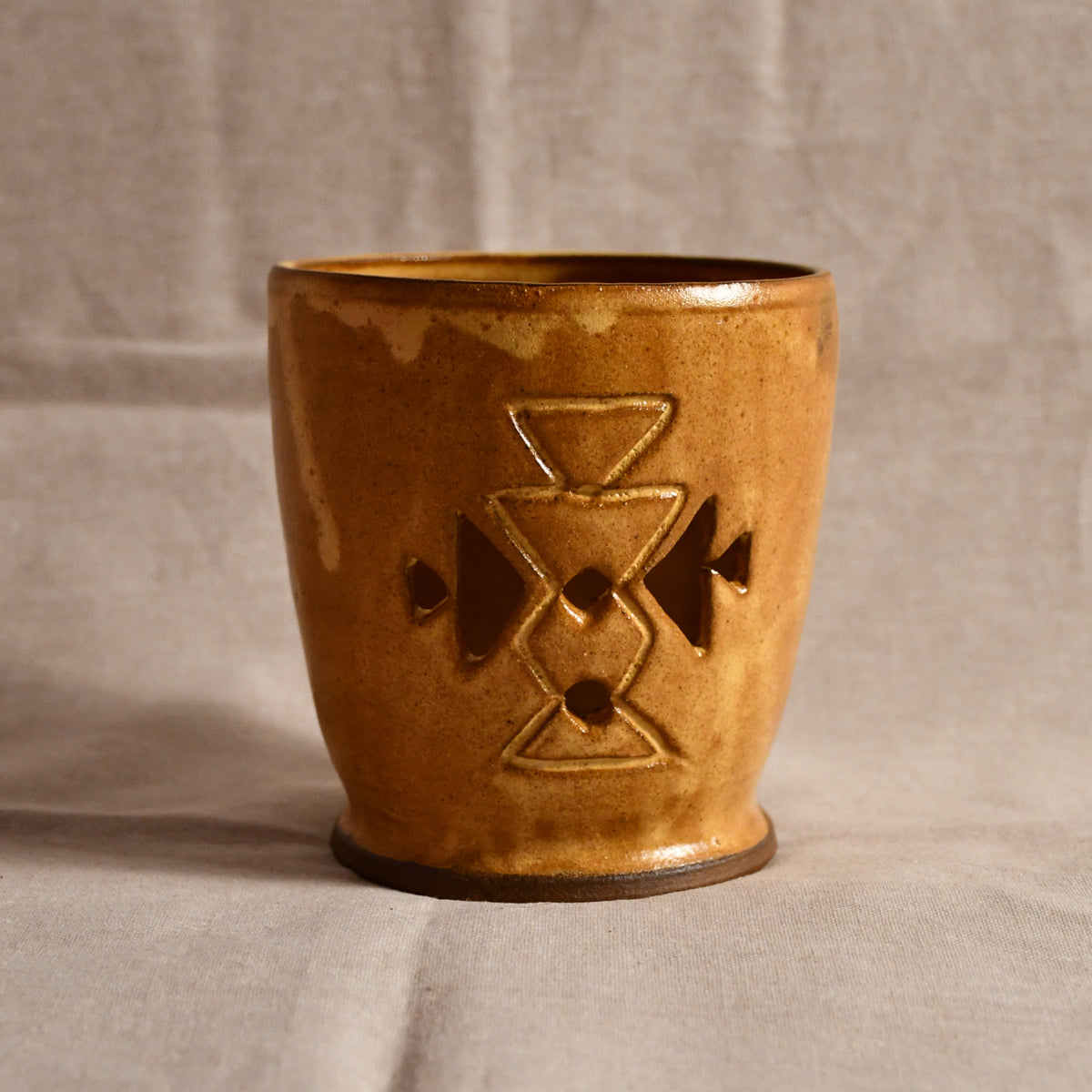 Southwestern lantern, handmade ceramic lanter fit for a candle or tea light.