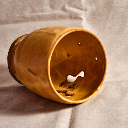Interior view of Southwestern Hand-carved ceramic lantern