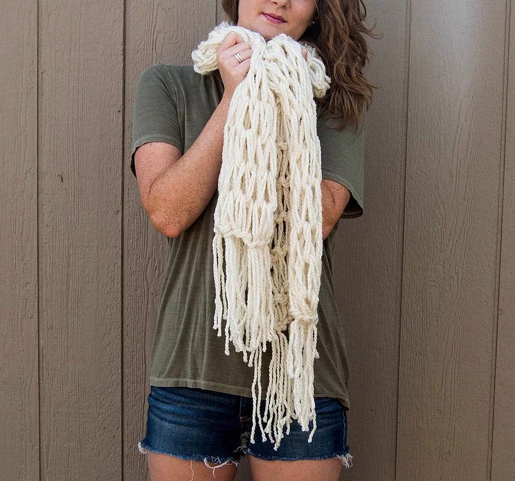 Fringe Scarf "Ivory" Bulky