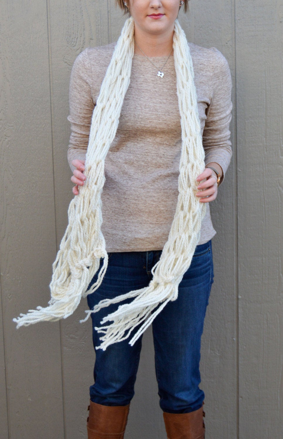 Fringe Scarf "Ivory" Bulky